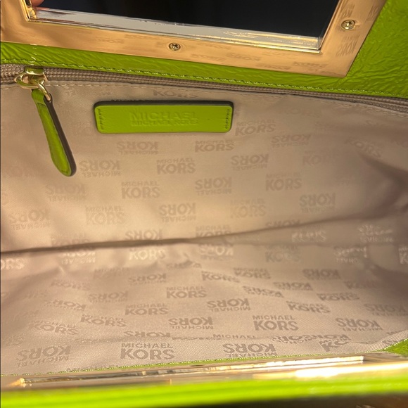 Michael Kors Chartreuse Clutch with Gold Accents - Picture 7 of 17
